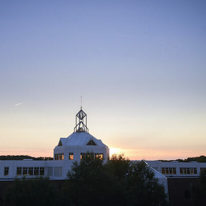 Johnson Center sunset. Photo by Evan Cantwell/Creative Services/George Mason University